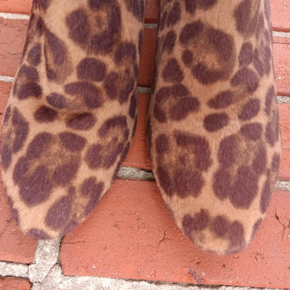 Nine West Brown & Tan Leopard Faux Fur Ankle Booties Women's Size 7.5 - Picture 7 of 14